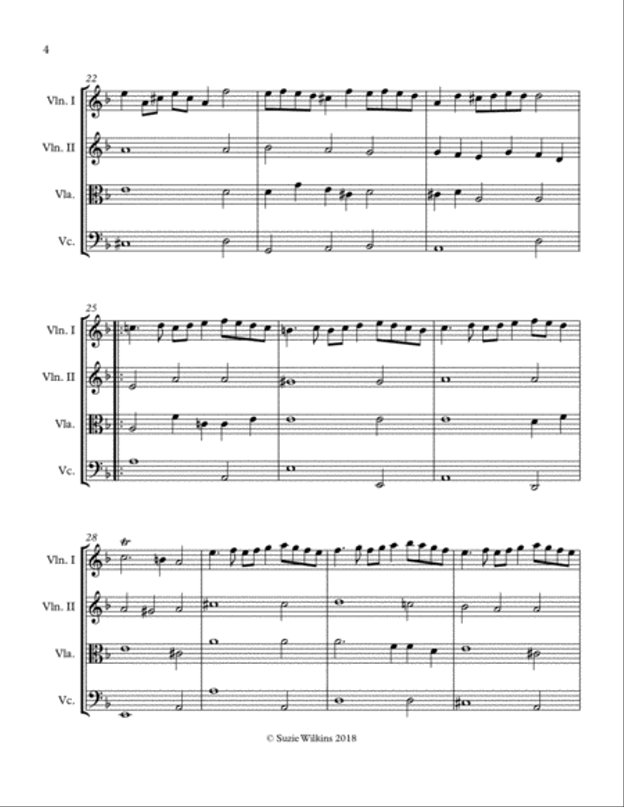 Rondeau from Abdelazer for String Quartet String Quartet scores gallery preview page 4