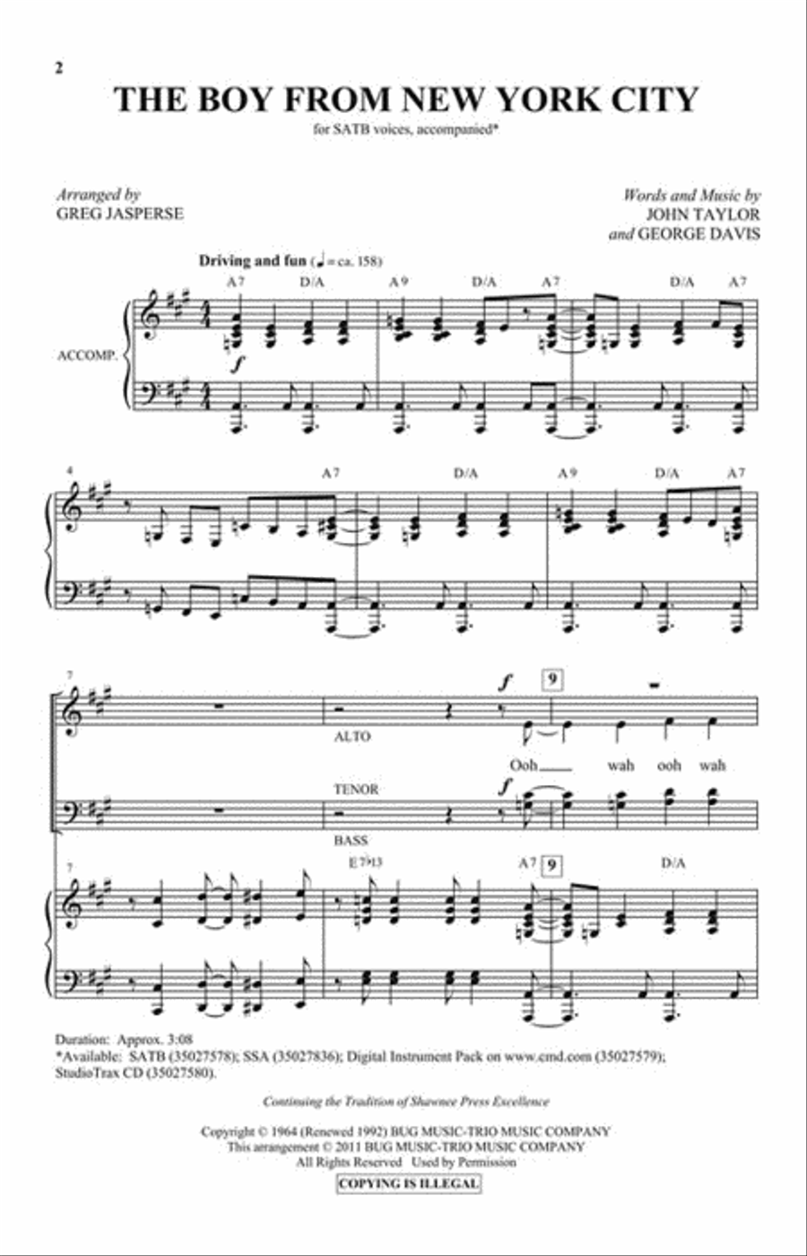 The Boy from New York City 4-Part scores gallery preview page 2