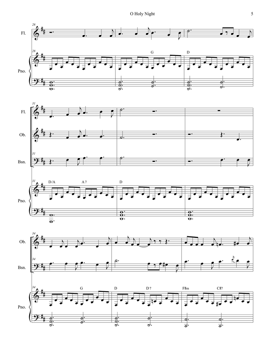 O Holy Night (for Woodwind Trio and Piano) Woodwind Trio scores gallery preview page 6
