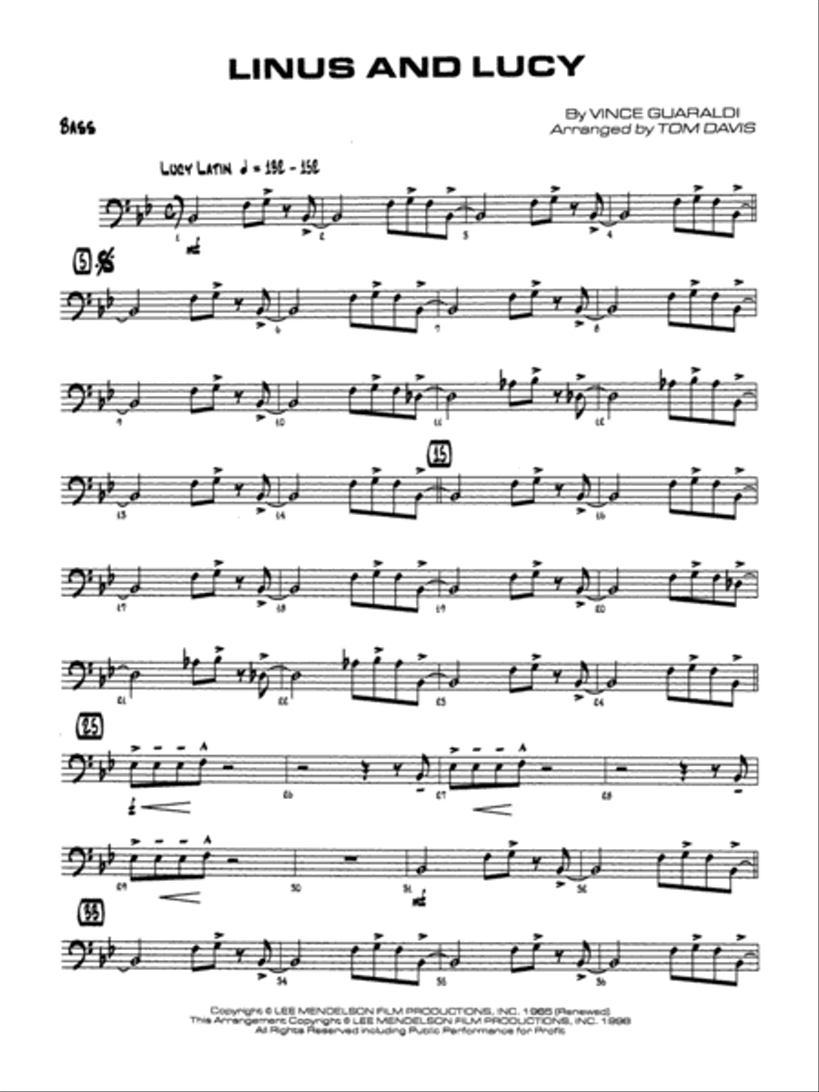 Linus and Lucy: String Bass Jazz Ensemble scores gallery preview page 1