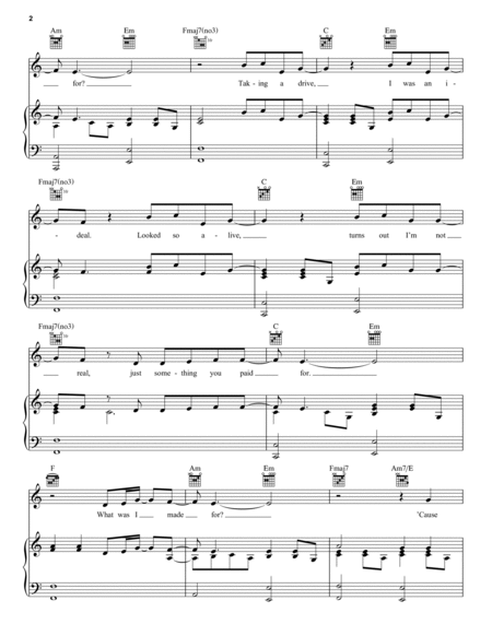 What Was I Made For? (from Barbie) by Billie Eilish Piano, Vocal, Guitar - Digital Sheet Music