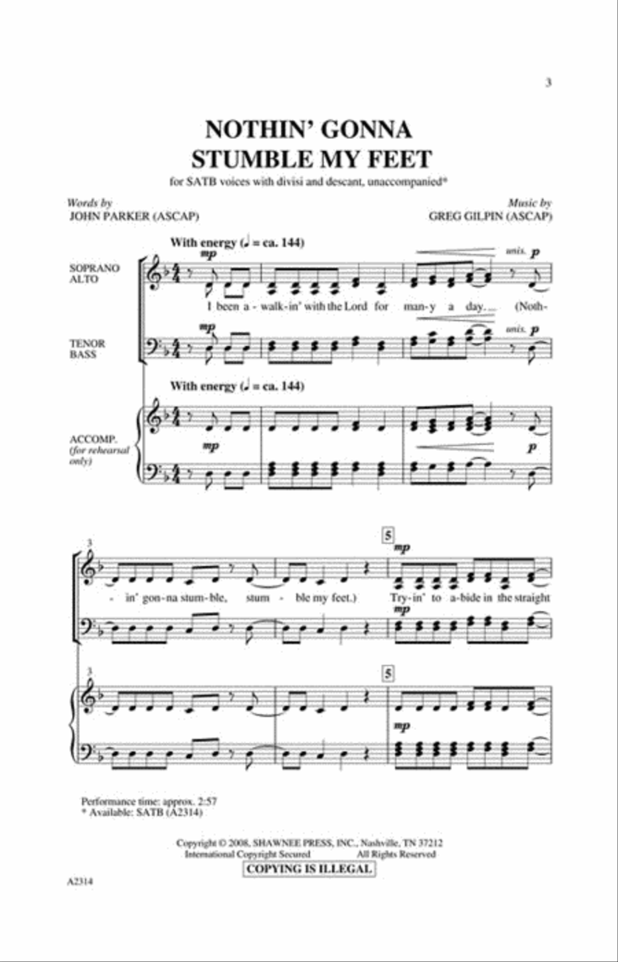 Nothin' Gonna Stumble My Feet 4-Part scores gallery preview page 2