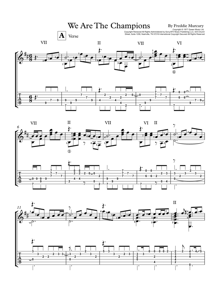 We Are The Champions Guitar Solo scores gallery preview page 1