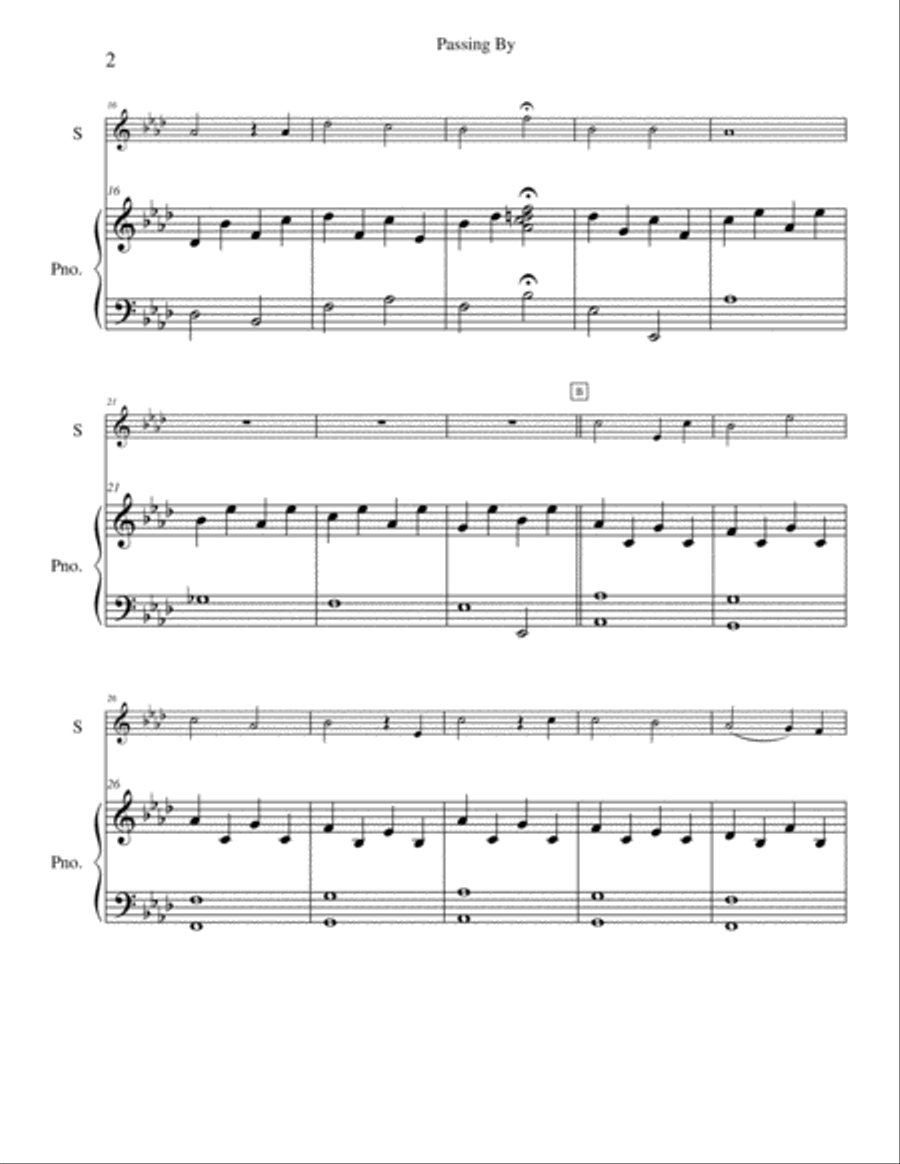 Passing By Piano scores gallery preview page 2