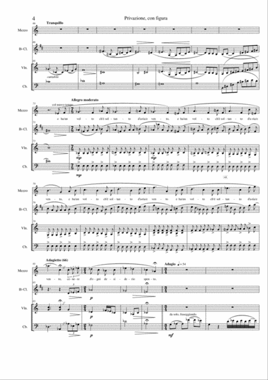 Privazione, con figura. Music by Juan Zuleta, poem by Antonio Prete Small Ensemble scores gallery preview page 4