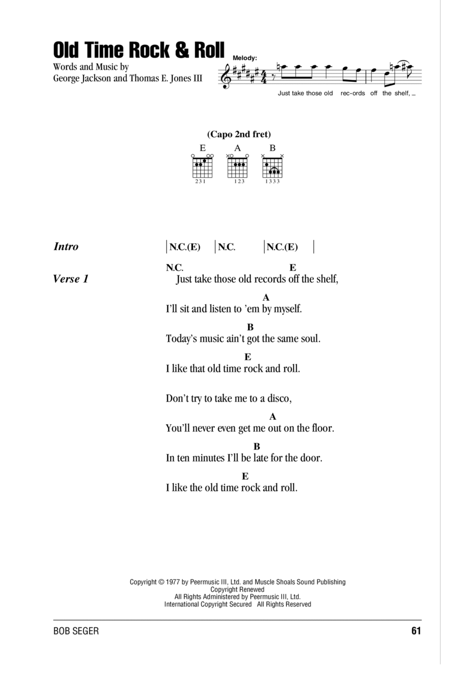 Old Time Rock & Roll Old Time Rock & Roll Acoustic Guitar scores gallery preview page 1