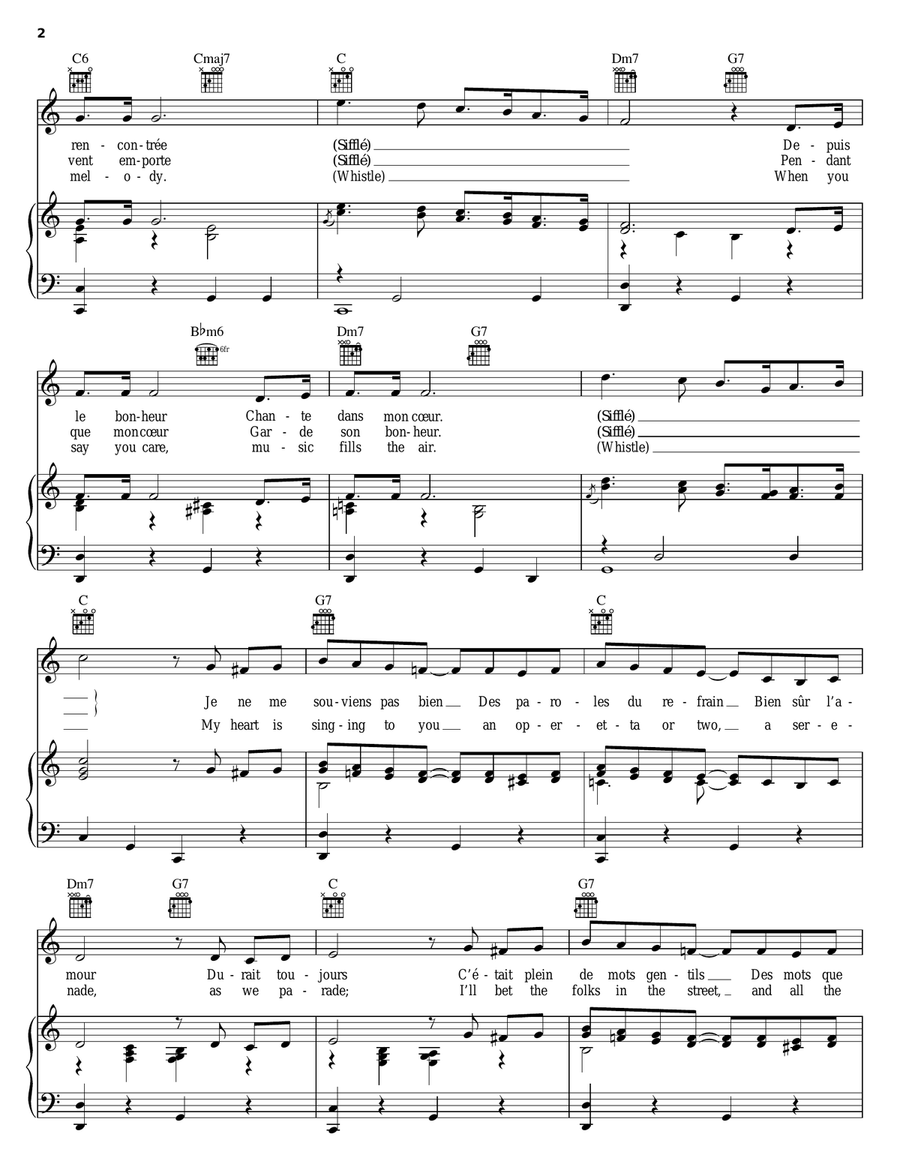 Tout En Sifflotant (On The Avenue) Piano, Vocal, Guitar scores gallery preview page 2