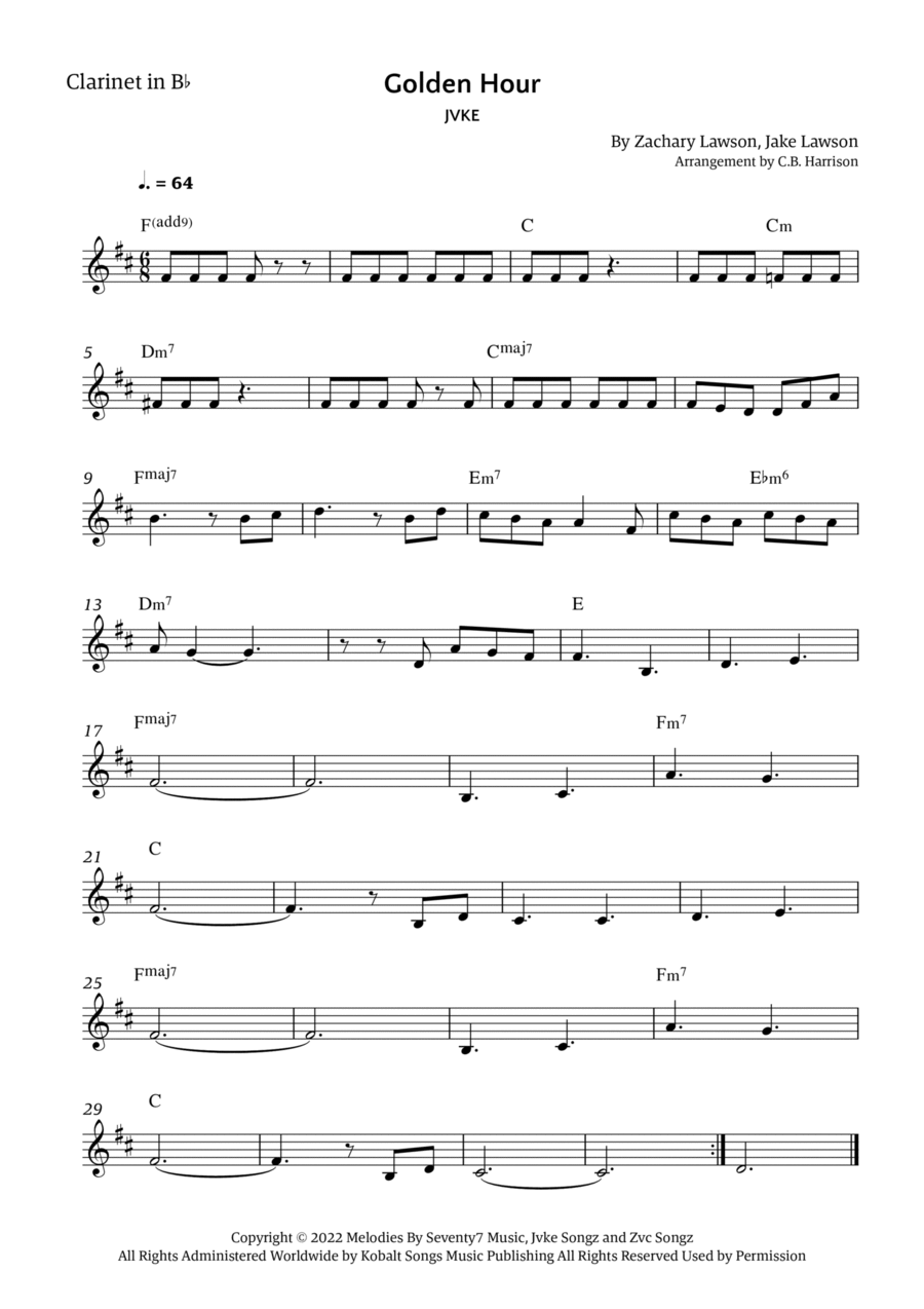 Golden Hour Golden Hour B-Flat Clarinet scores gallery preview page 1