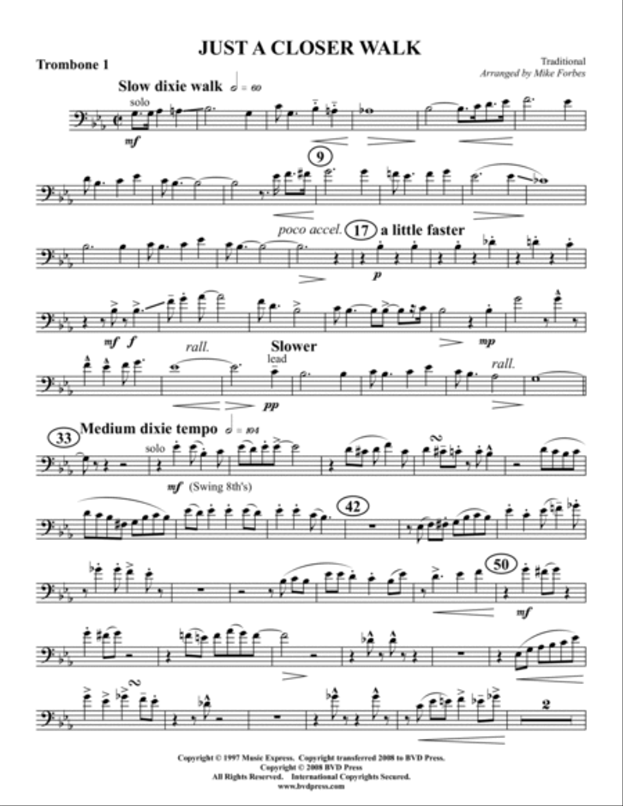 Just a Closer Walk Trombone Quartet scores gallery preview page 5
