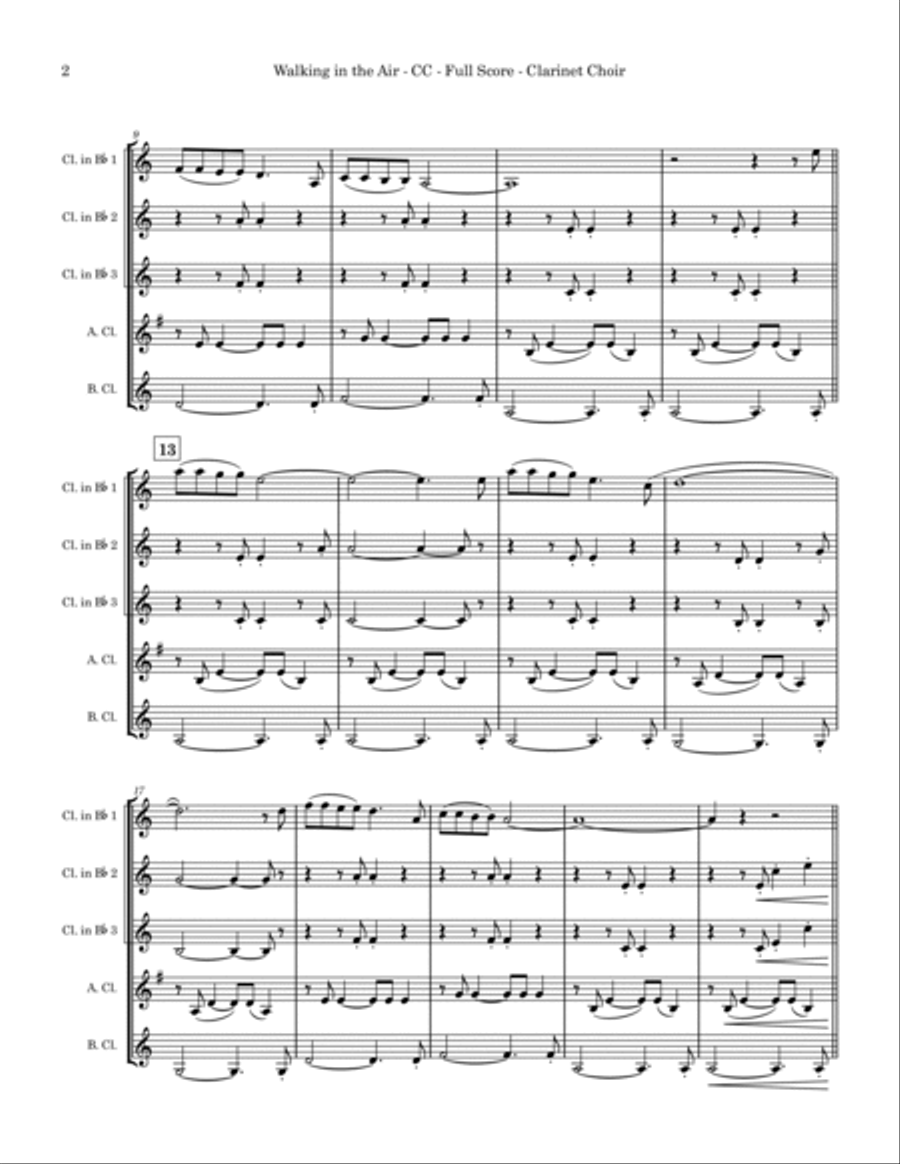 Walking In The Air Clarinet Quintet scores gallery preview page 2
