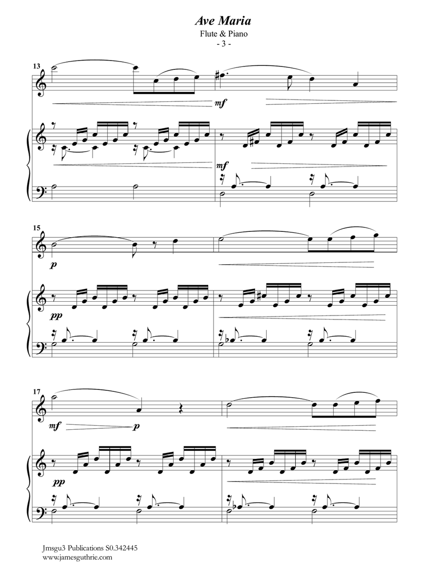 Bach-Gounod: Ave Maria for Flute & Piano Flute Solo scores gallery preview page 3