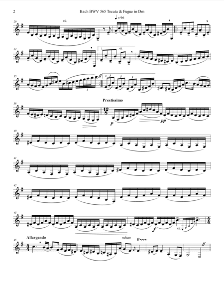 Bach BWV 565 Tocata & Fugue in Dm Fantasy for Solo Unaccompanied Clarinet