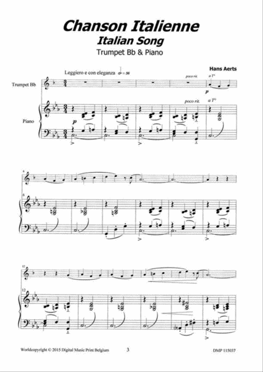 Italian Song Trumpet Solo scores gallery preview page 2