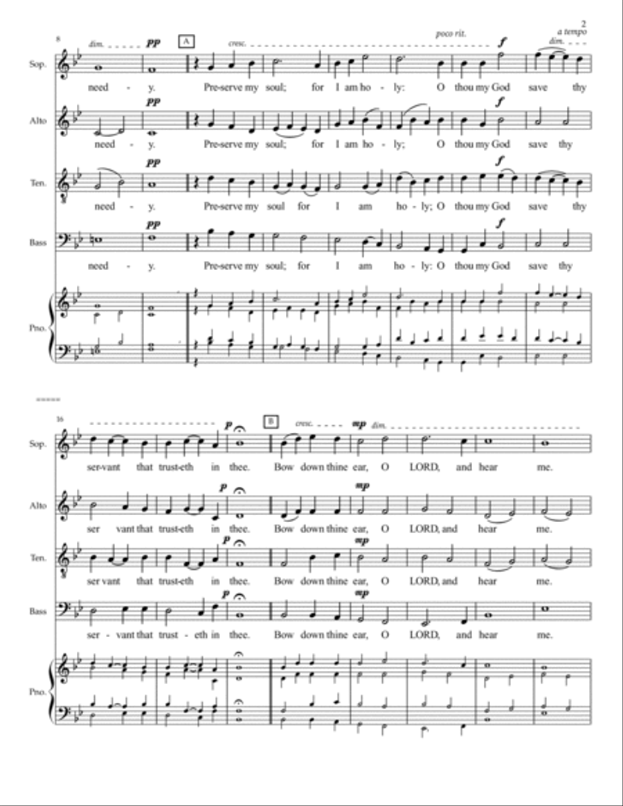 Bow Down Thine Ear, O Lord Psalm 86.1-3 4-Part scores gallery preview page 2