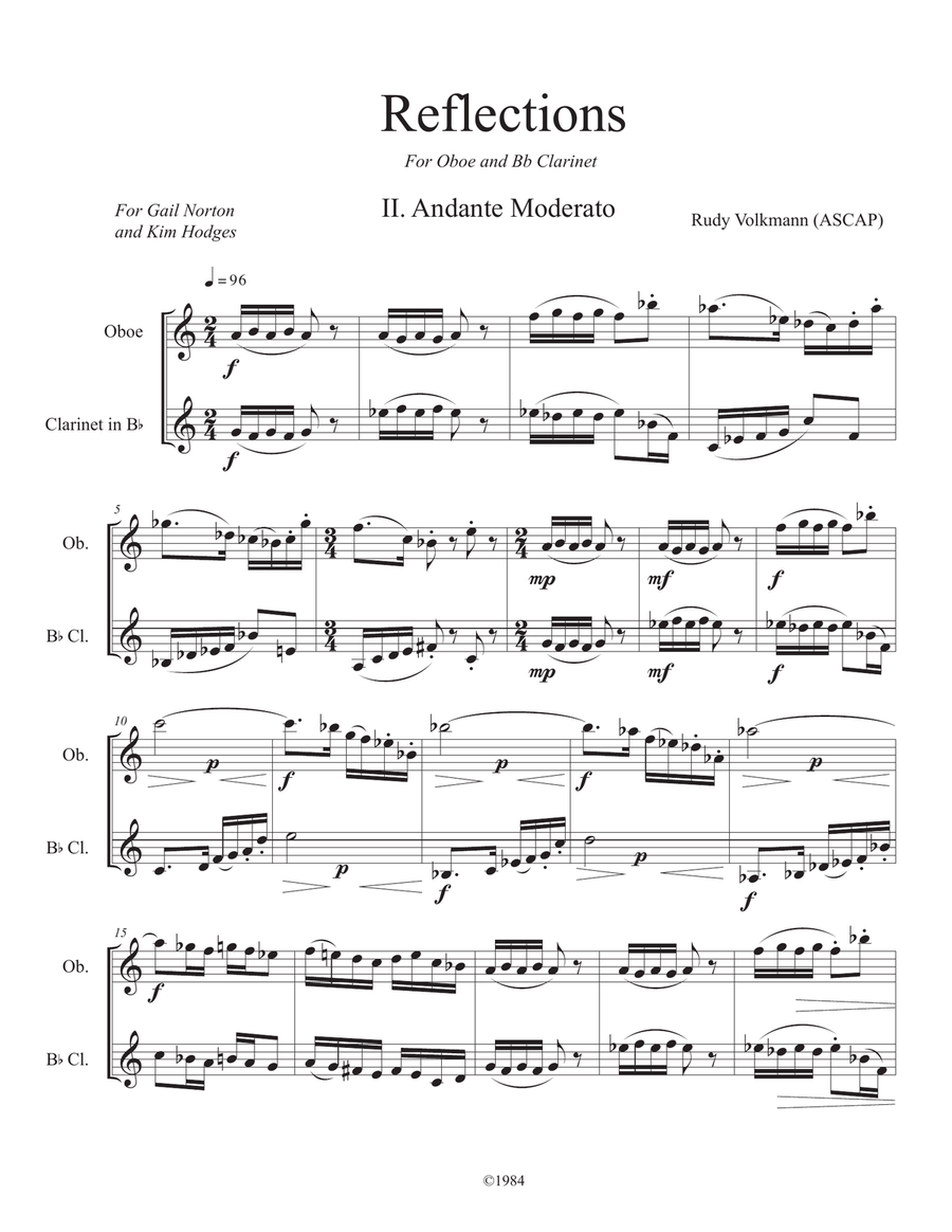 Reflections for Oboe and Bb Clarinet Woodwind Duet scores gallery preview page 4