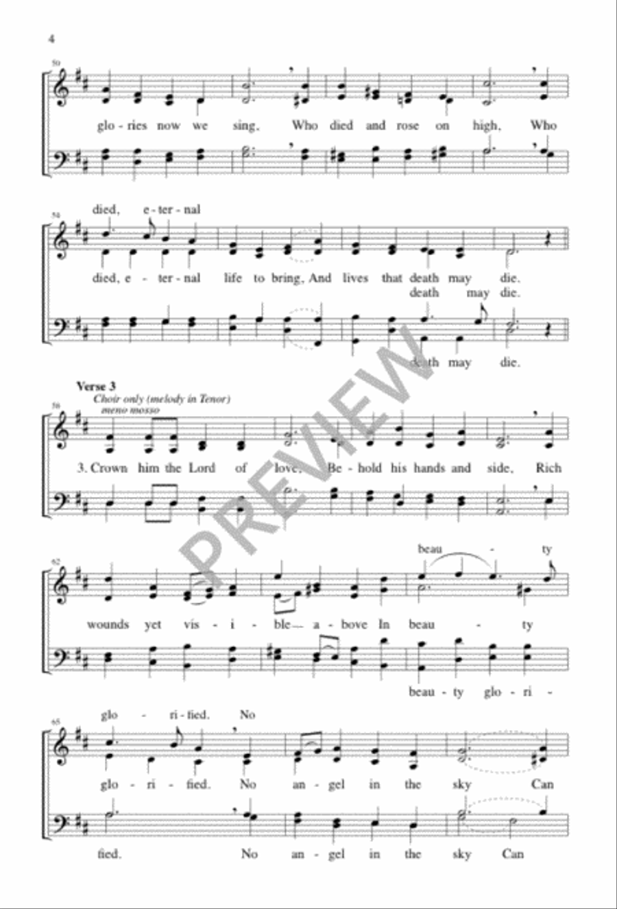 Crown Him with Many Crowns 4-Part scores gallery preview page 4