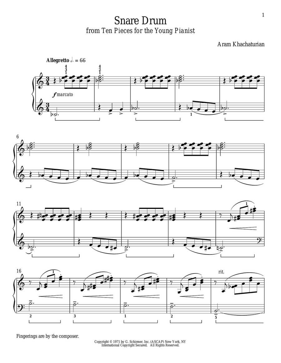 Snare Drum Snare Drum Piano Solo scores gallery preview page 1