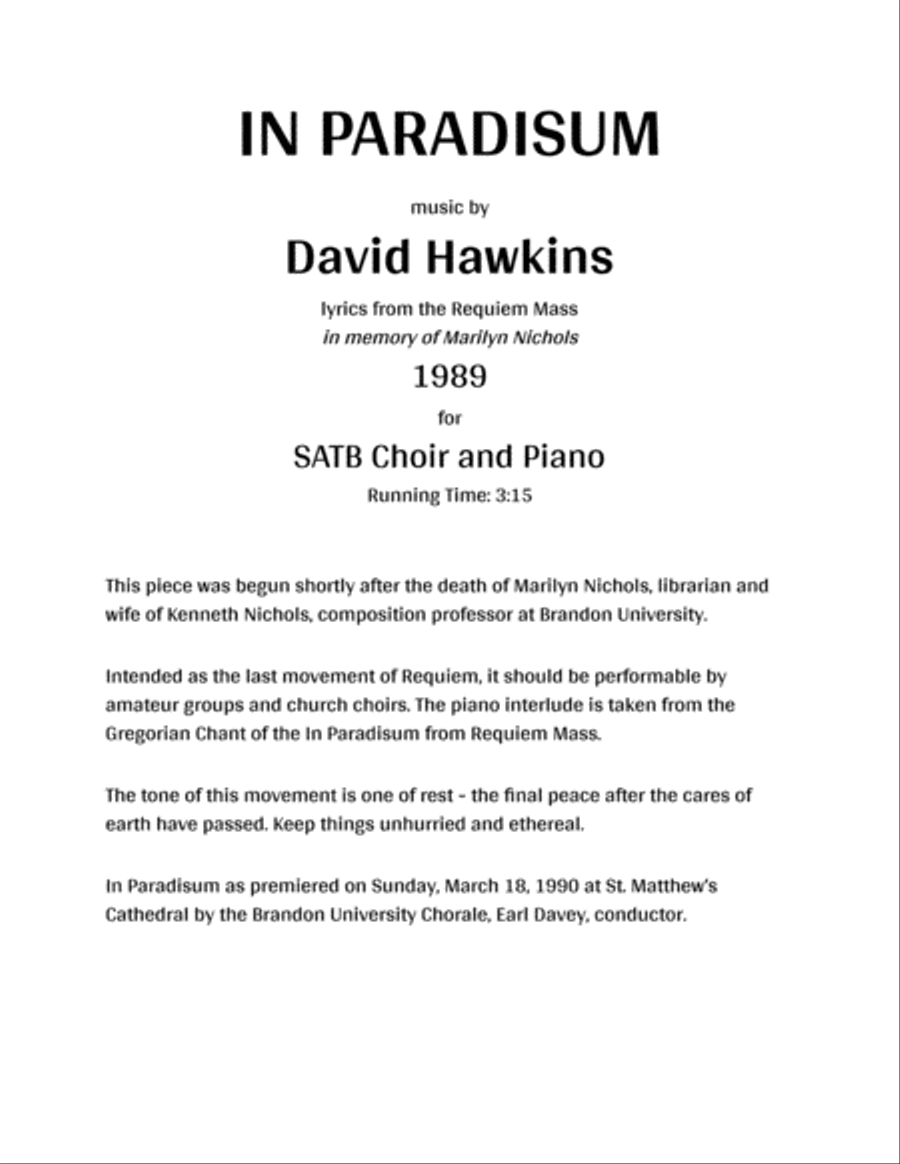 In Paradisum 4-Part scores gallery preview page 1