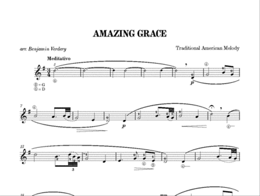 Amazing Grace Classical Guitar scores gallery preview page 2