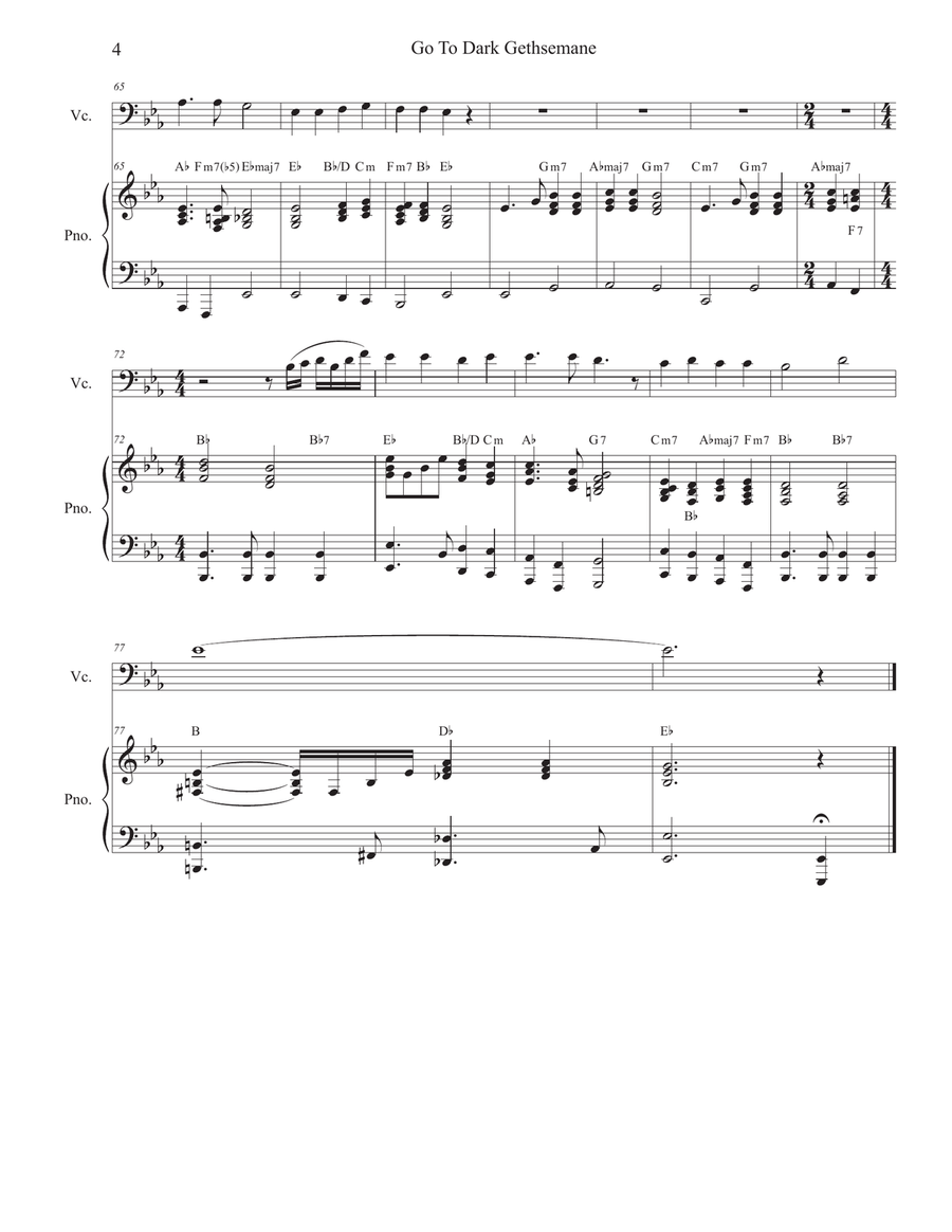 Go To Dark Gethsemane (Cello solo and Piano) Piano scores gallery preview page 4