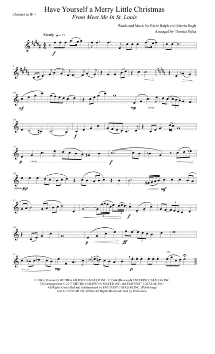 Have Yourself A Merry Little Christmas Clarinet Quartet scores gallery preview page 4