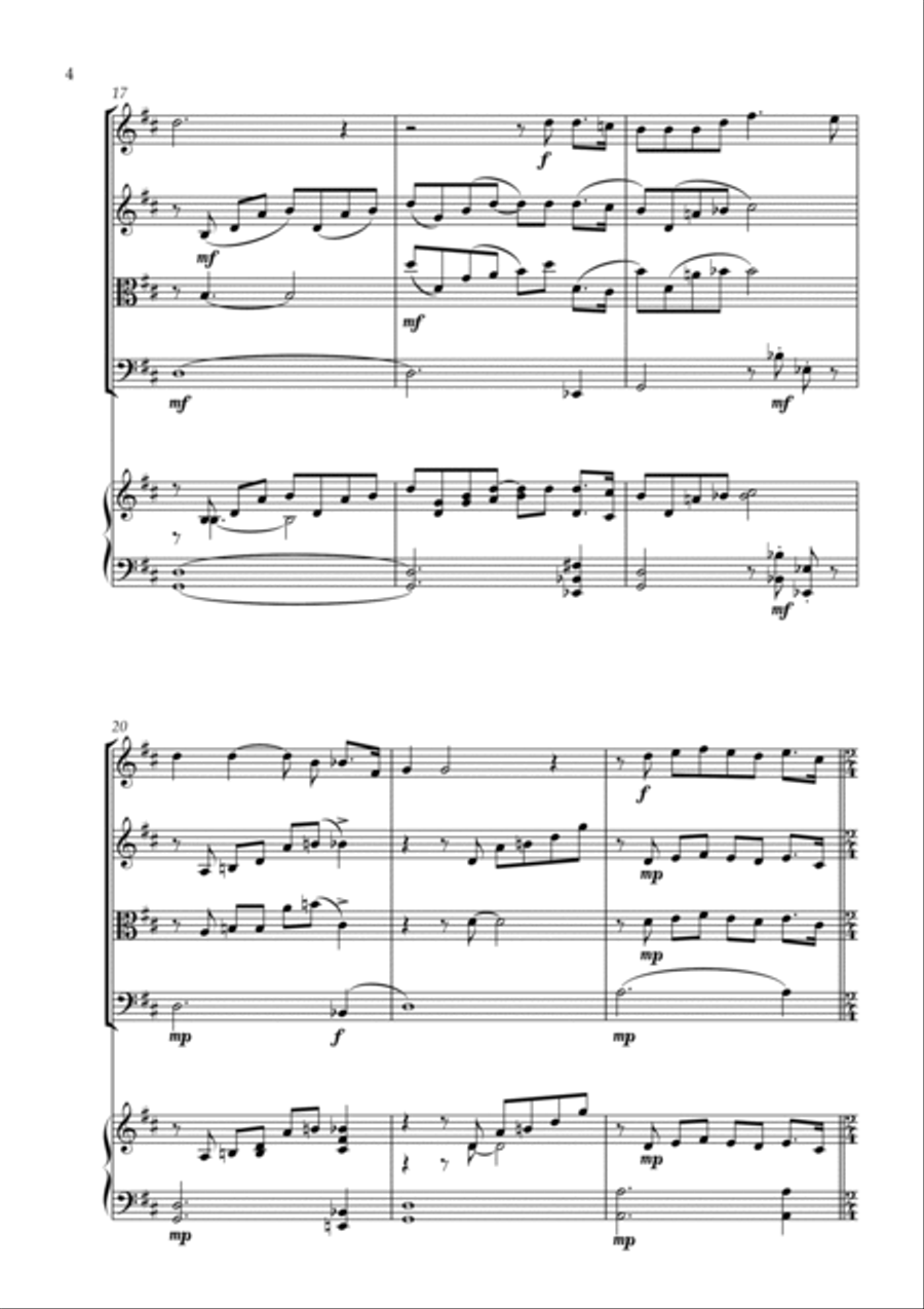 Nessun Dorma - String Quartet & Piano String Quartet scores gallery preview page 4