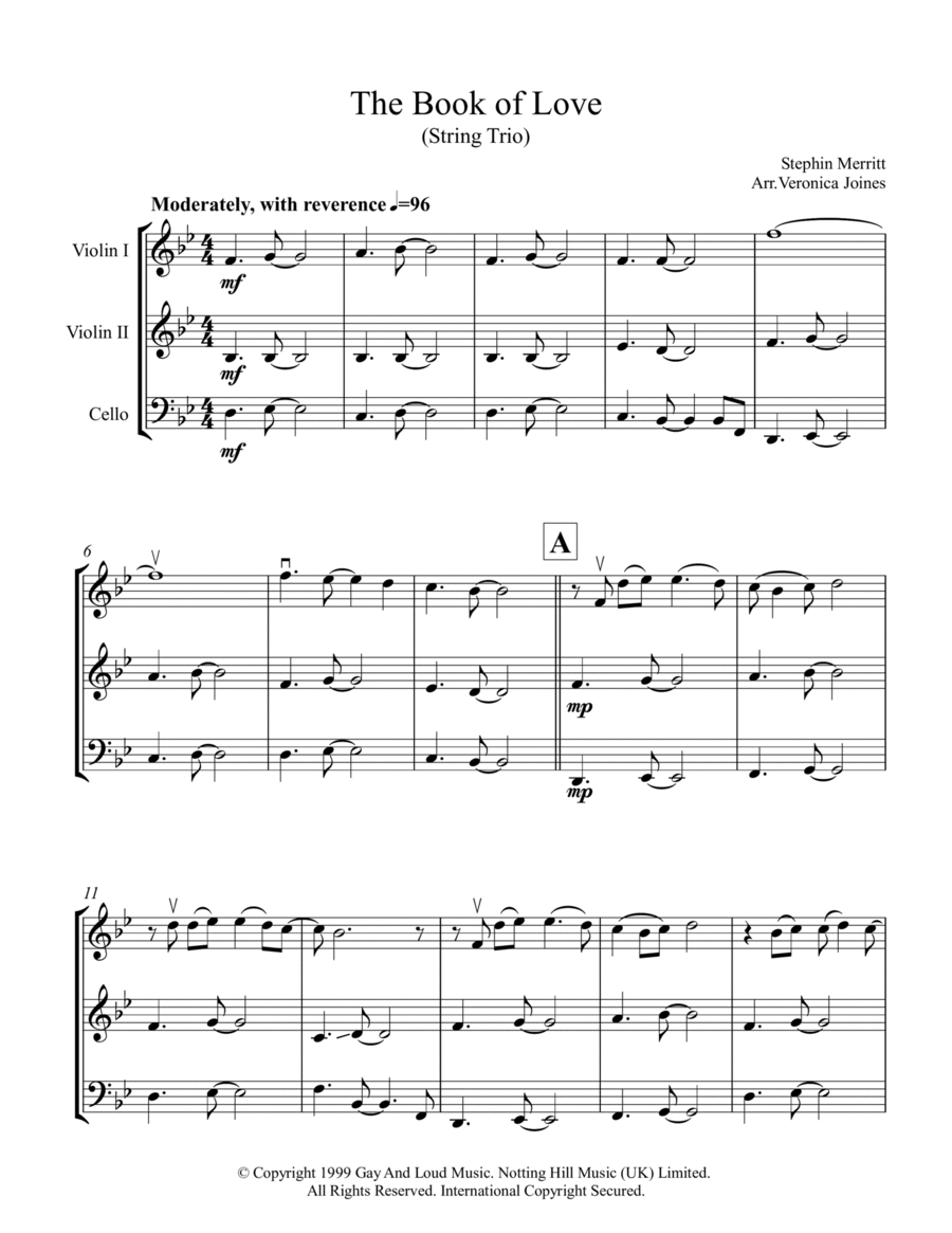 The Book Of Love String Trio scores gallery preview page 1