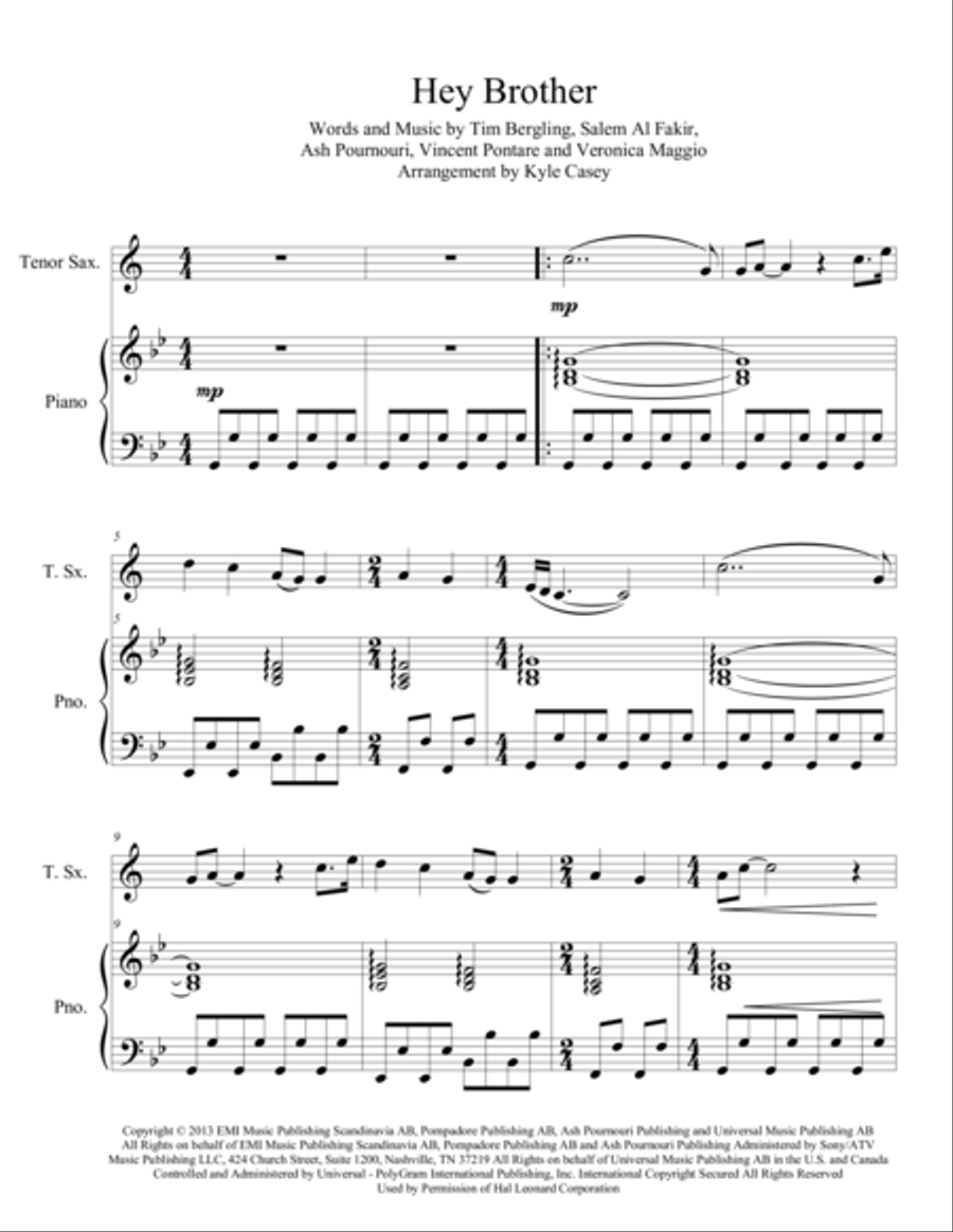 Hey Brother Woodwind Duet scores gallery preview page 1