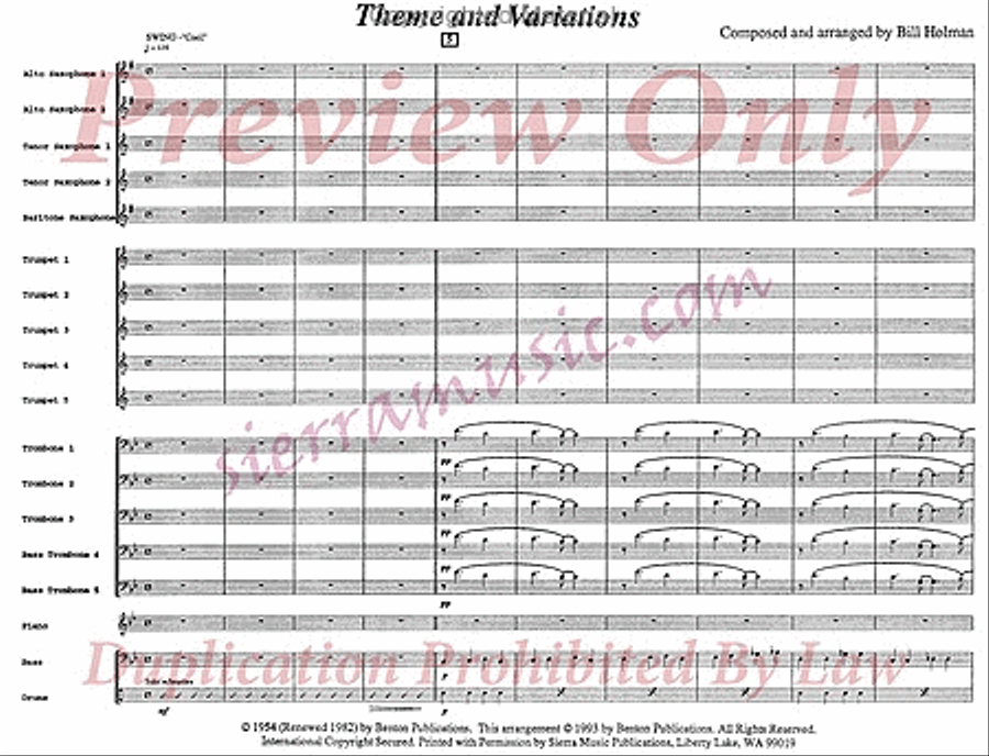 Theme And Variations Jazz Ensemble scores gallery preview page 2