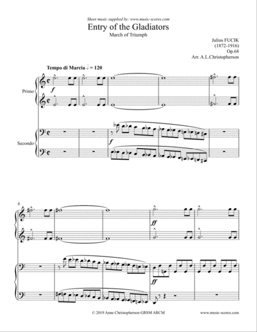 Entry of the Gladiators - Piano Duet Piano Duet scores gallery preview page 1