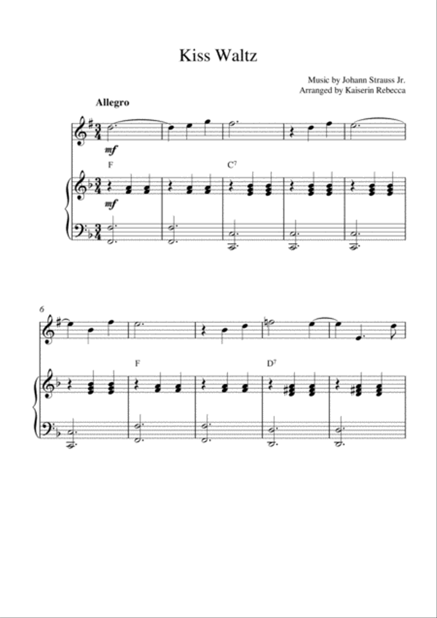 Kiss Waltz Tenor Saxophone scores gallery preview page 1