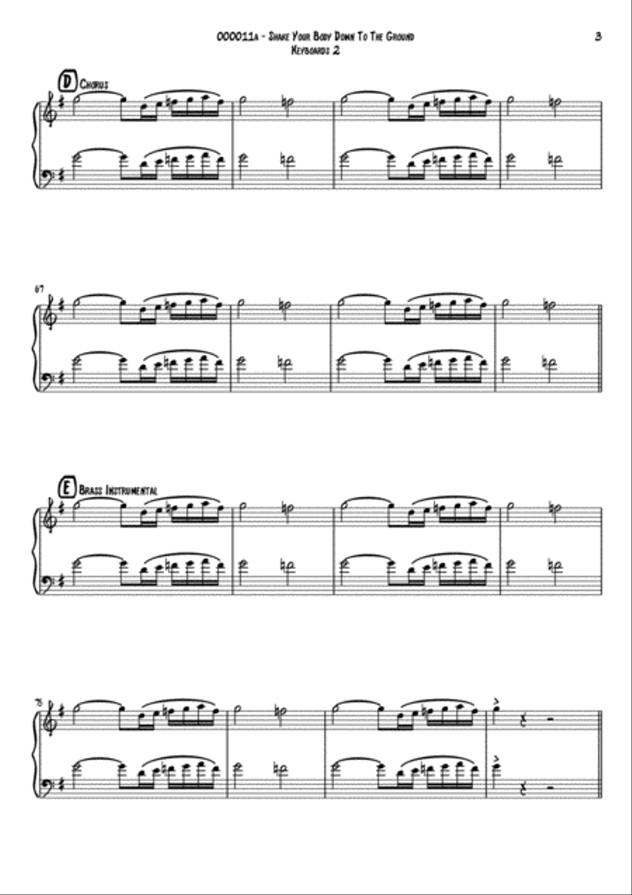 Shake Your Body Down To The Ground Small Ensemble scores gallery preview page 3