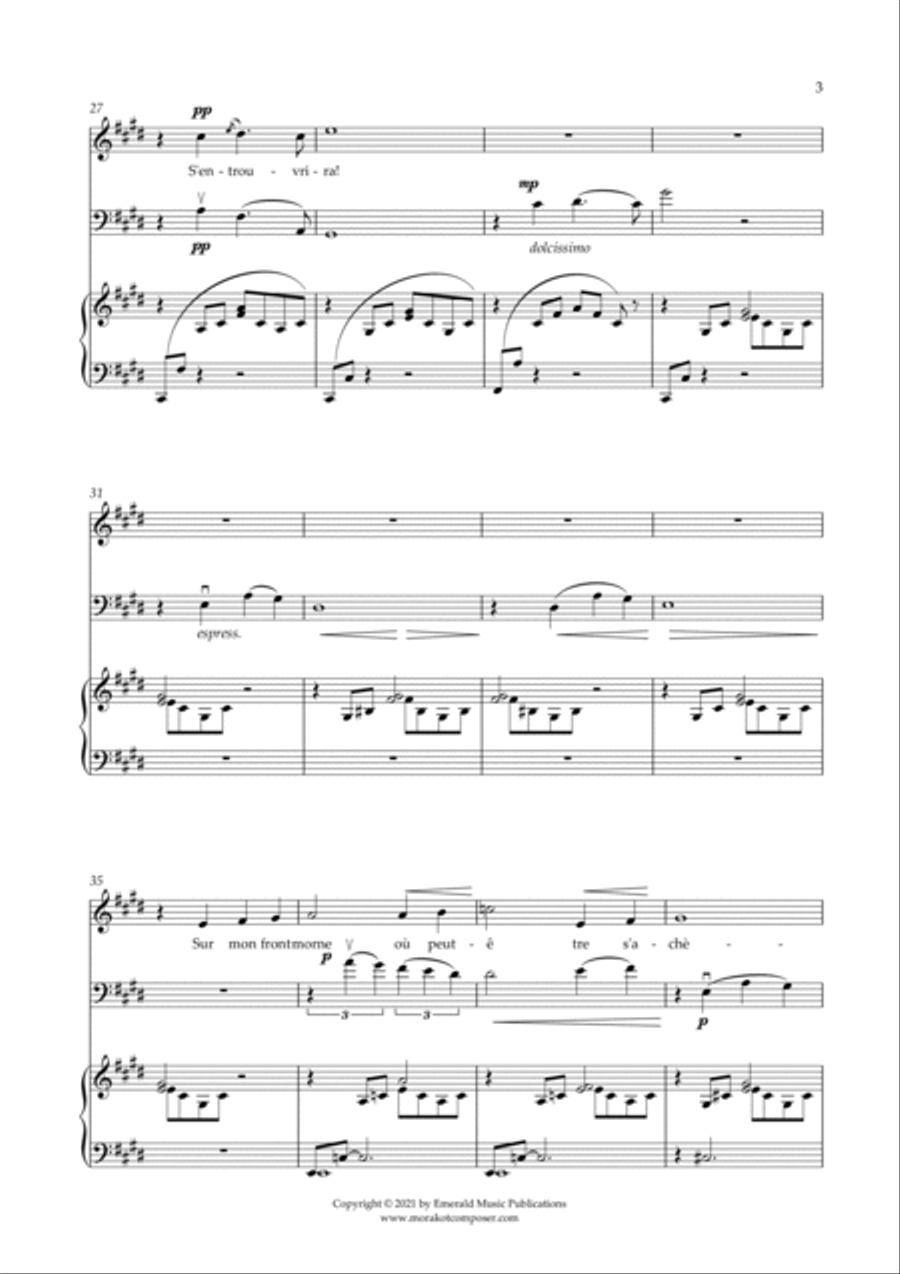 Oh! Quand Je Dors for Soprano, Double Bass and Piano Large Ensemble scores gallery preview page 4