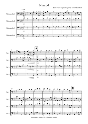 Nimrod (from the Enigma Variations) for Cello Quartet