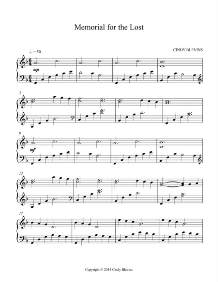 Memorial For the Lost, original solo for Lever or Pedal Harp Pedal Harp scores gallery preview page 2