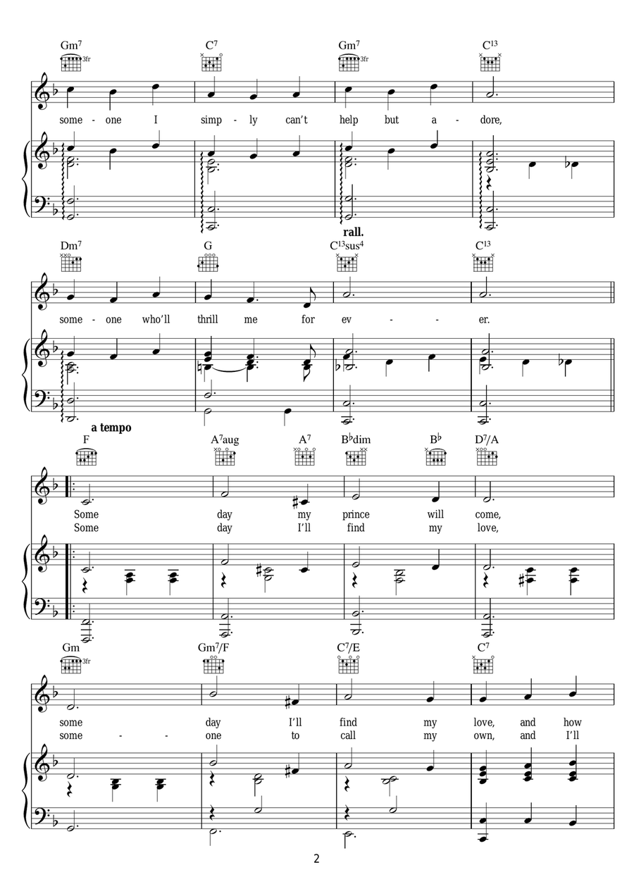 Some Day My Prince Will Come (from Snow White And The Seven Dwarfs) Guitar scores gallery preview page 2