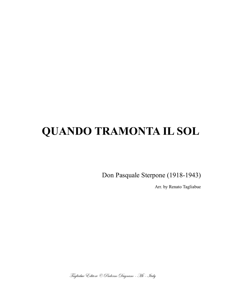 QUANDO TRAMONTA IL SOL - Arr. for Cantus and Organ Unison Choir scores gallery preview page 1