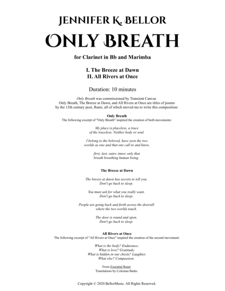 Only Breath - Duet for Bb Clarinet and Marimba image number null