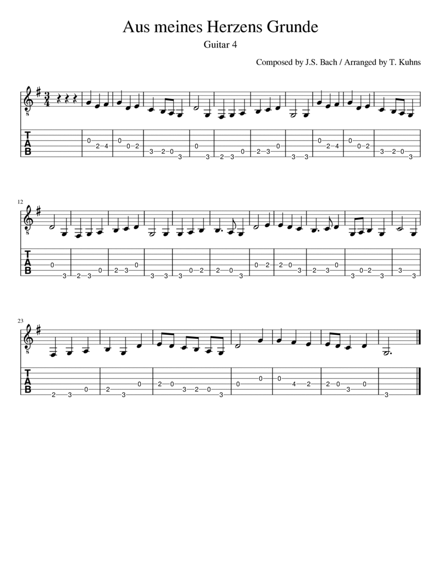 Aus meines Herzens Grunde Classical Guitar scores gallery preview page 1