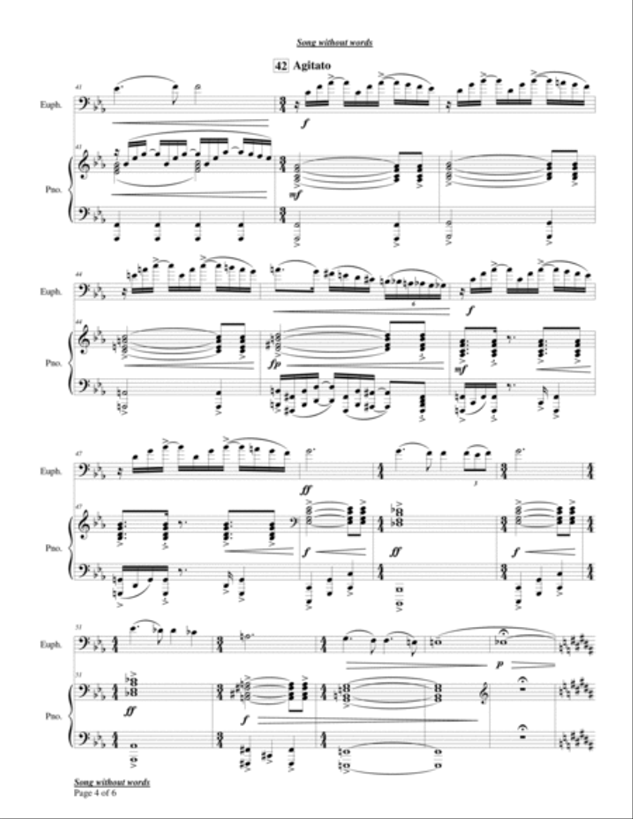 Song without words for Euphonium and Piano Euphonium scores gallery preview page 6