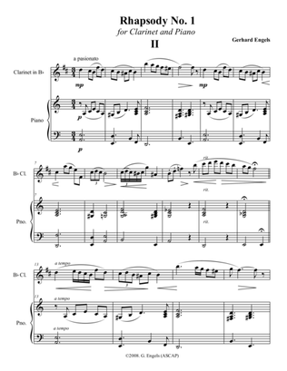 Rhapsody For Clarinet and Piano Mvt. II