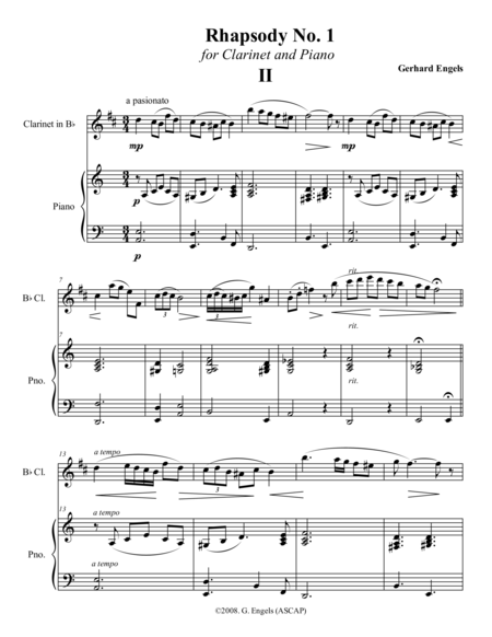 Rhapsody For Clarinet and Piano Mvt. II image number null