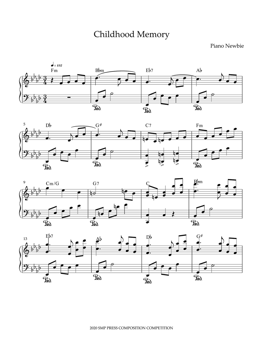 Childhood Memory (F minor version) Piano Solo scores gallery preview page 1