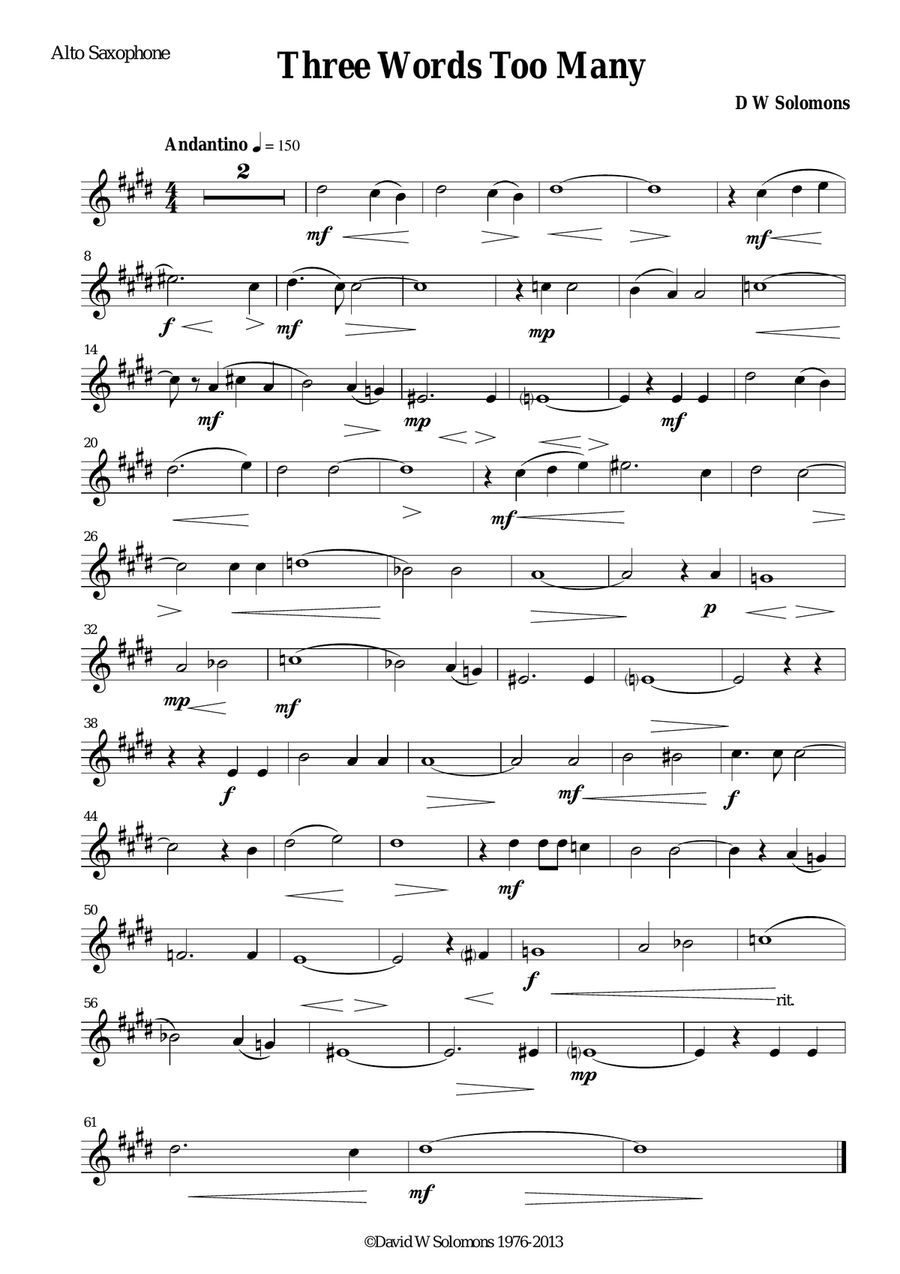 Three words too many for alto saxophone and guitar Alto Saxophone scores gallery preview page 5
