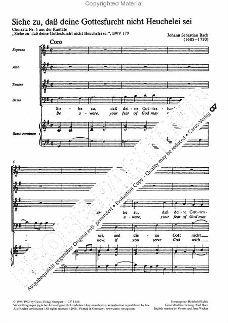 Be aware, your fear of God may turn to heresy (Siehe zu, dass deine Gottesfurcht nicht Heuchelei sei) 4-Part scores gallery preview page 2