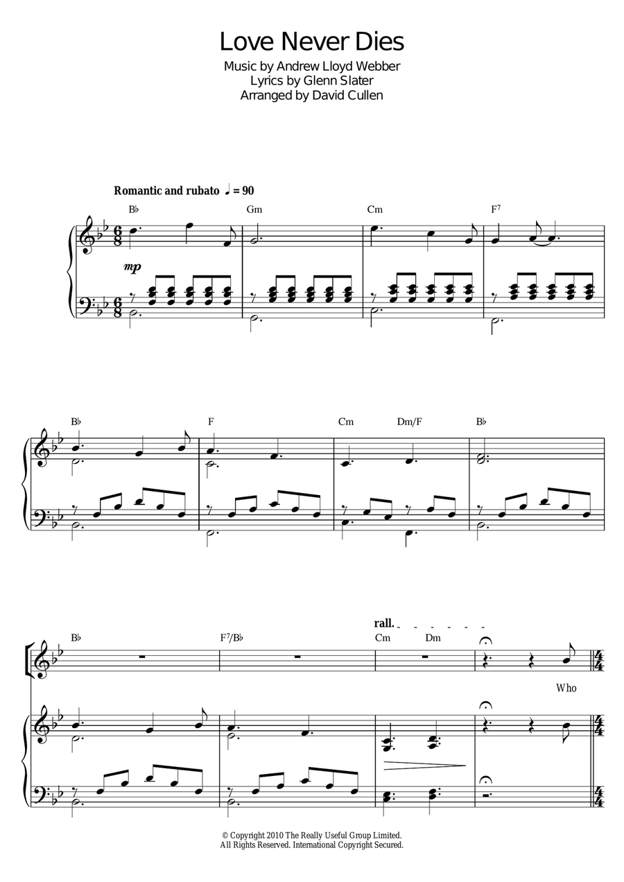 Love Never Dies Guitar scores gallery preview page 1