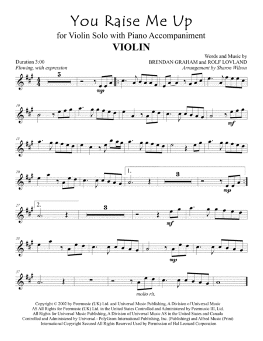 You Raise Me Up You Raise Me Up Violin Solo scores gallery preview page 1