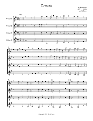 Courante (Guitar Quartet) - Score and Parts