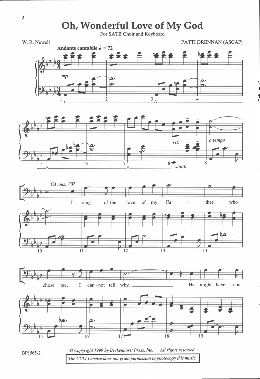 Oh, Wonderful Love of My God 4-Part scores gallery preview page 2