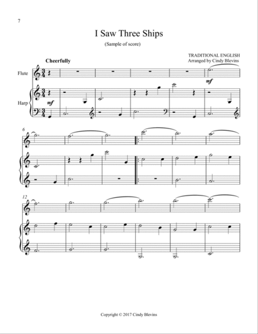 Harp and Flute, Christmas, Set 6 Flute scores gallery preview page 3
